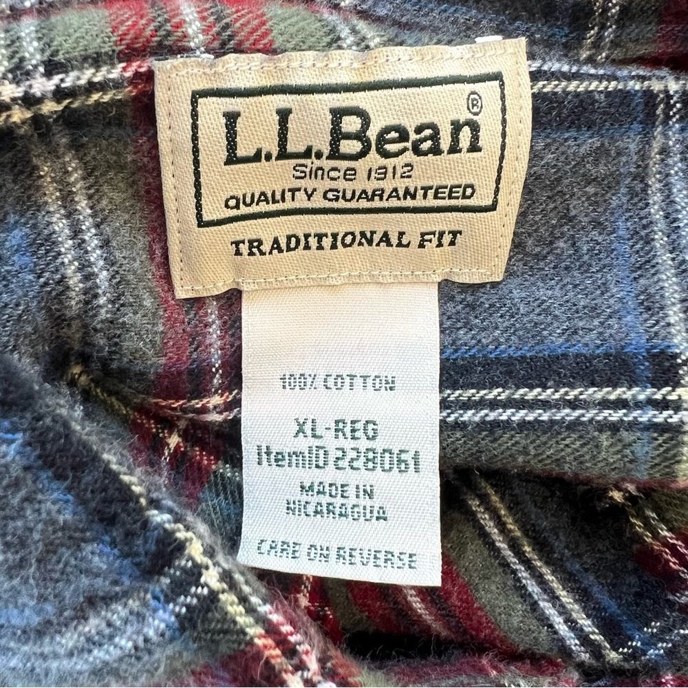 LL Bean Shirt Men’s Scotch Plaid Flannel Size XL Item 228061 100% Cotton‎ Gray - Picture 9 of 10